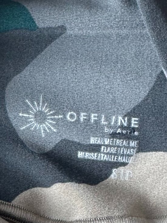 Aerie OFFLINE Camo Flare Leggings Scrunch Butt Green High Waisted Yoga Pants S - Picture 10 of 10